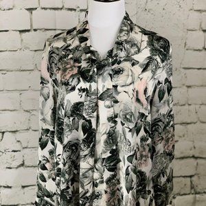 Banana Republic Floral Tie-Neck Blouse